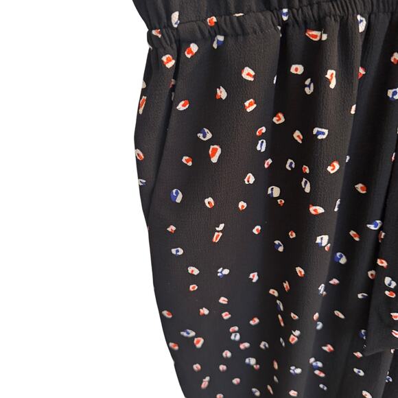 Vince Camuto Jumpsuit Women's M Black‎ Floral Design Sleeveless Front Tie - Picture 3 of 11